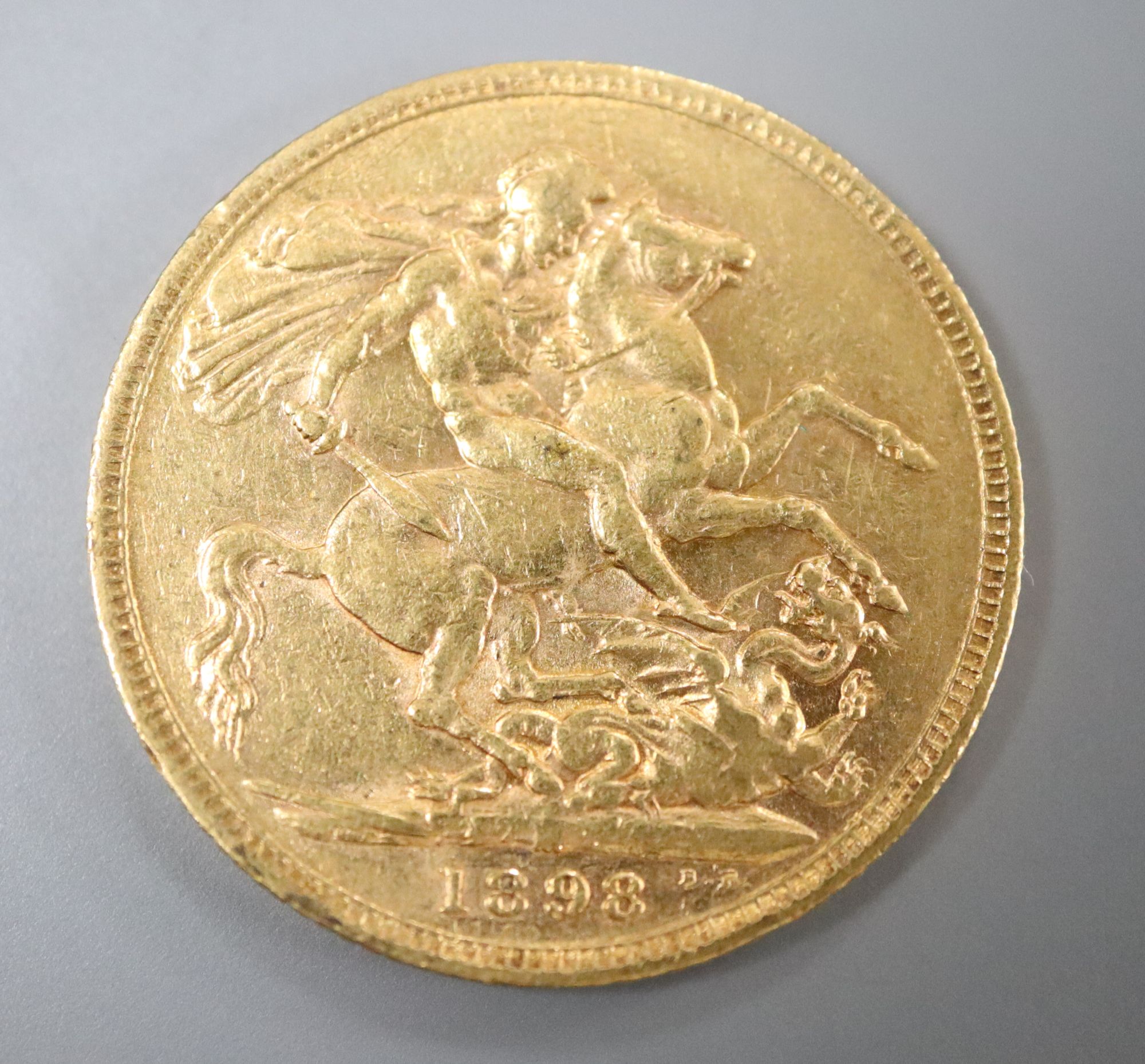 A Victoria 1898 Melbourne mint gold sovereign, GF